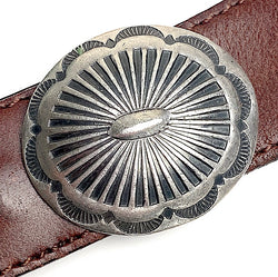 STERLING Silver 'Sunburst' Oval 1-3/8" x 1-1/8", Concho w. BELT SLIDE  #SW-432