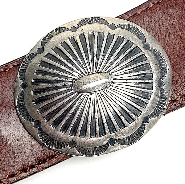 STERLING Silver 'Sunburst' Oval 1-3/8" x 1-1/8", Concho w. BELT SLIDE  #SW-432