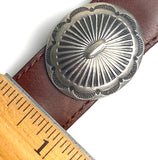 STERLING Silver 'Sunburst' Oval 1-3/8" x 1-1/8", Concho w. BELT SLIDE  #SW-432