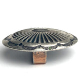 STERLING Silver 'Sunburst' Oval 1-3/8" x 1-1/8", Concho w. BELT SLIDE  #SW-432