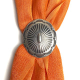 STERLING Silver 'Sunburst' Oval 1-3/8" x 1-1/8", Concho w. BELT SLIDE  #SW-432