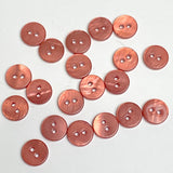 3/8" Brick-Rose-Salmon River Shell 2-hole Button, Pack of 20. #SK-2252