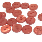 3/8" Brick-Rose-Salmon River Shell 2-hole Button, Pack of 20. #SK-2252