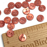 3/8" Brick-Rose-Salmon River Shell 2-hole Button, Pack of 20. #SK-2252