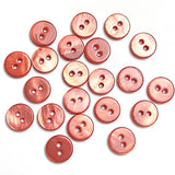 3/8" Brick-Rose-Salmon River Shell 2-hole Button, Pack of 20. #SK-2252