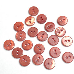 3/8" Brick-Rose-Salmon River Shell 2-hole Button, Pack of 20. #SK-2252