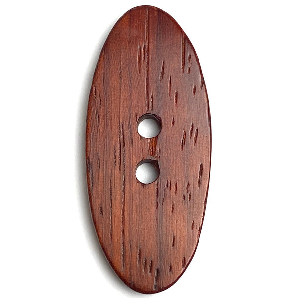 SALE, WOOD TOGGLE: Reddish Brown Button, Oval 2" #SK-2201