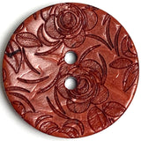 Rust Red Roses Coconut 1" Button Laser-Etched # SK-1070