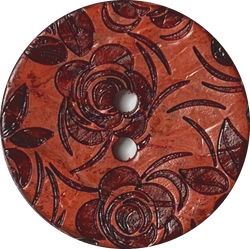 Rust Red Roses Coconut 1" Button Laser-Etched # SK-1070