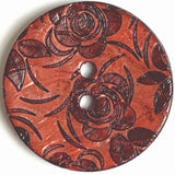Rust Red Roses Coconut 1" Button Laser-Etched # SK-1070