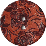 Rust Red Roses Coconut 1" Button Laser-Etched # SK-1070