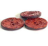 Rust Red Roses Coconut 1" Button Laser-Etched # SK-1070