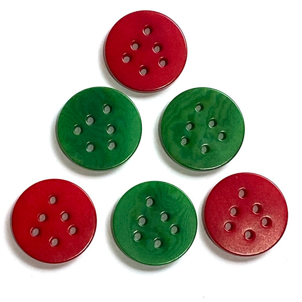Red Christmas Tree Corozo/Tagua 7-Hole Button, 13/16" Smaller Size # SK-581