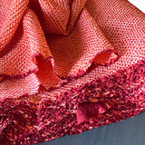Red-Orange All-Shibori Peach / Cranberry Vintage Kimono Silk from Japan By the Yard,  #230