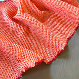 Red-Orange All-Shibori Peach / Cranberry Vintage Kimono Silk from Japan By the Yard,  #230