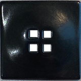 Re-Stocked Black Corozo Button, "Five Squares" Pillow-Top, Tagua Nut, 9/16" / 15mm   #SK-513