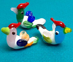Glass Bird Beads Handmade Lampwork 1-1/8" x 3/4"   #LP-05