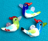 Bird Bead/Figurine Handmade Lampwork Glass, Various Colors 1-1/8" x 3/4"   #LP-05