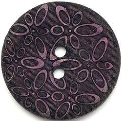 Purple Coconut w. Etched Flowers from Ovals, 1-3/16"  # SK-1894