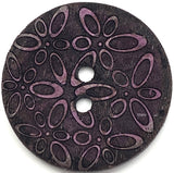 Purple Coconut w. Etched Flowers from Ovals, 1-3/16"  # SK-1894