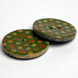 Green Coconut with Colorful Dots 7/8" 2-Hole Button #SK-1065