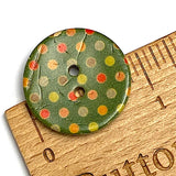 Green Coconut with Colorful Dots 7/8" 2-Hole Button #SK-1065