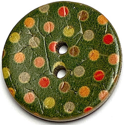 Green Coconut with Colorful Dots 7/8"  #SK-1065