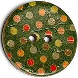 Green Coconut with Colorful Dots 7/8" 2-Hole Button #SK-1065