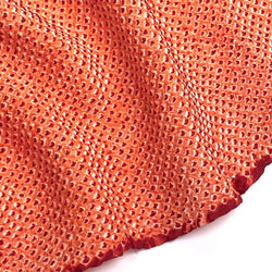Red-Orange All-Shibori Peach / Cranberry Vintage Kimono Silk from Japan By the Yard,  #230
