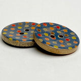 Blue Coconut Button with Spots + Dots 7/8" Two Holes #SK-1066
