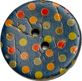 Blue Coconut Button with Spots + Dots 7/8" Two Holes #SK-1066