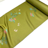 Green Lustrous Liquid Drape Vintage Kimono Silk Crepe from Japan By the Yard #PA-17