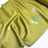 Green Lustrous Liquid Drape Vintage Kimono Silk Crepe from Japan By the Yard #PA-17