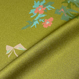 Green Lustrous Liquid Drape Vintage Kimono Silk Crepe from Japan By the Yard #PA-17