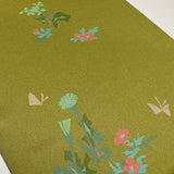 Green Lustrous Liquid Drape Vintage Kimono Silk Crepe from Japan By the Yard #PA-17
