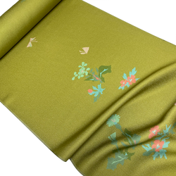 Green Lustrous Liquid Drape Vintage Kimono Silk Crepe from Japan By the Yard #PA-17