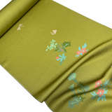 Green Lustrous Liquid Drape Vintage Kimono Silk Crepe from Japan By the Yard #PA-17