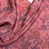 Dusty Rose Batik Imaginary Flower Vintage Kimono Silk Chirimen Crepe from Japan By the Yard #PA-18