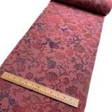 Dusty Rose Batik Imaginary Flower Vintage Kimono Silk Chirimen Crepe from Japan By the Yard #PA-18
