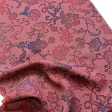 Dusty Rose Batik Imaginary Flower Vintage Kimono Silk Chirimen Crepe from Japan By the Yard #PA-18