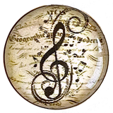 Treble Clef Button - Music - 1" Clear Shine Domed Shank Back #SK-2033A