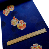 Dark Navy with Cloisonné Vases, Vintage Kimono Silk from Japan By the Yard #PA-19