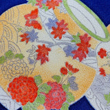 Dark Navy with Cloisonné Vases, Vintage Kimono Silk from Japan By the Yard #PA-19