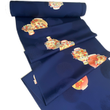 Dark Navy with Cloisonné Vases, Vintage Kimono Silk from Japan By the Yard #PA-19