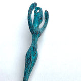 Goddess Pendant, Turquoise/Copper Mykonos Metal 2"  Greece #MV-9