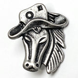 Running Low, Horse with Hat Silver Metal Button 7/8"-15/16" Shank Back #SWC-83