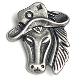 Running Low, Horse with Hat Silver Metal Button 7/8"-15/16" Shank Back #SWC-83