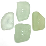 Set of Four Light Green Genuine Sea Glass Buttons 7/8 -1" # BCH-127