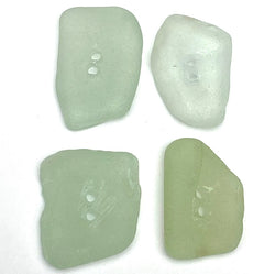 Set of Four Light Green Genuine Sea Glass Buttons 7/8 -1" # BCH-127