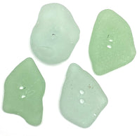 Set of 4, Light Green Genuine Sea Glass Buttons 1" # BCH-128